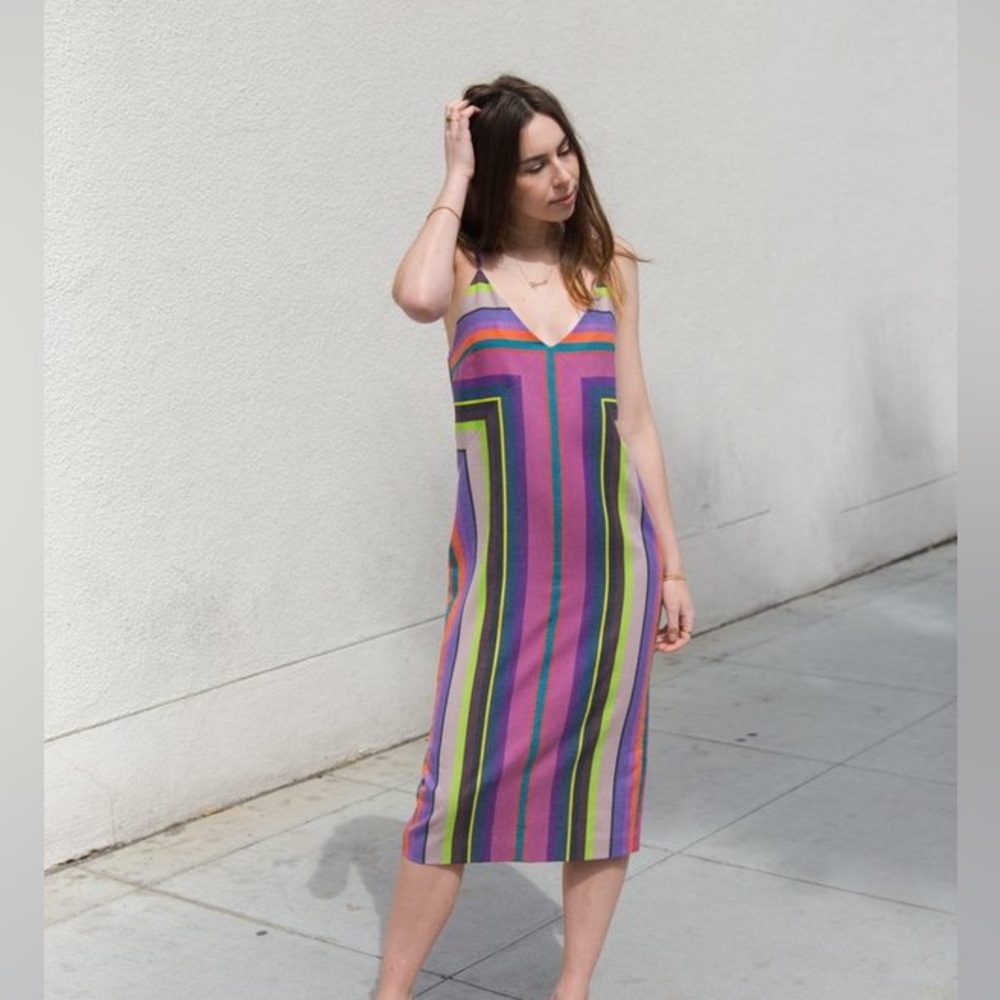 Mara Hoffman Georgia Dress in Rainbow Stripe